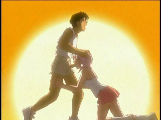 Young hentai athletes having oral sex at the track field at sunset