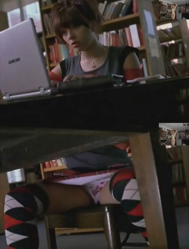 Scarlett Johansson legs wide open showing cherry panties - The Perfect Score