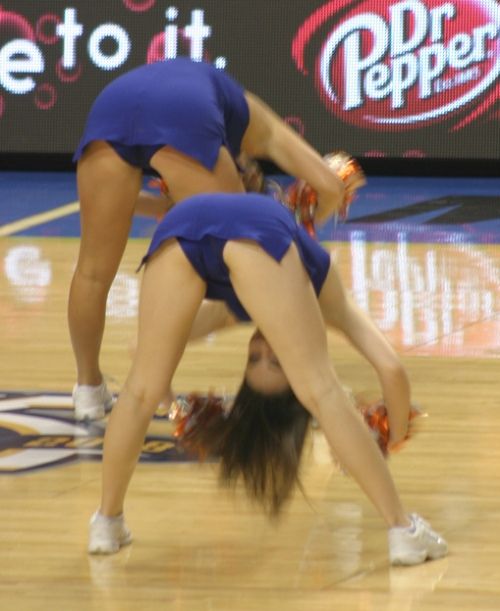 Cheerleaders bending over