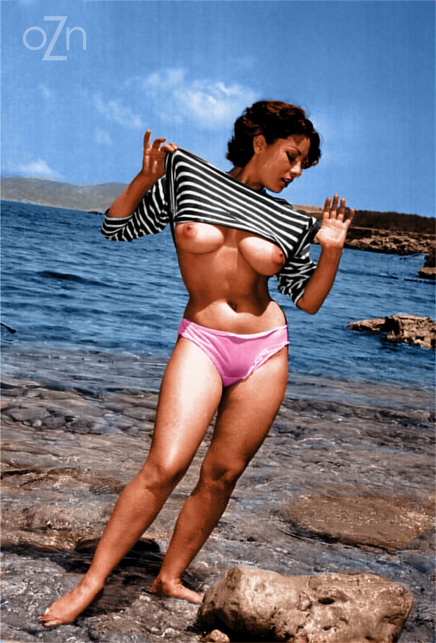 oldiznewagain:June Palmer on the beach (colorized)