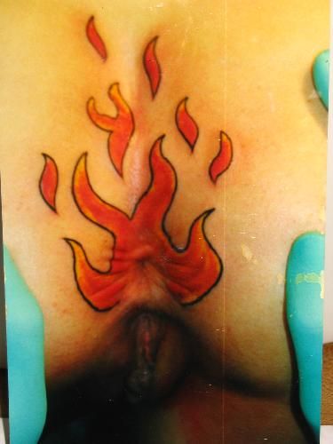 Tattooed asshole (Flames)