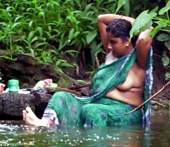 besharam Indian women river side naked bathing