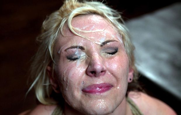 Mature blonde got her face glazed with cum