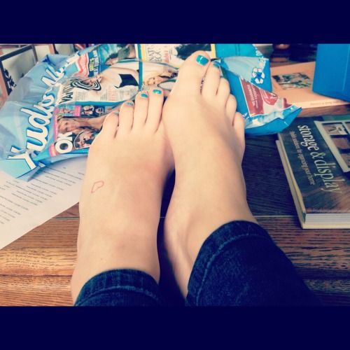 Blue Pedicure on Cute Feet