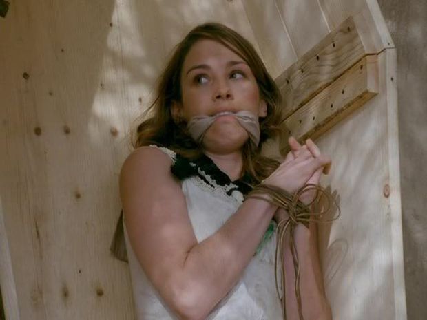 Amy Jo Johnson - bound and gagged - Hard Ground