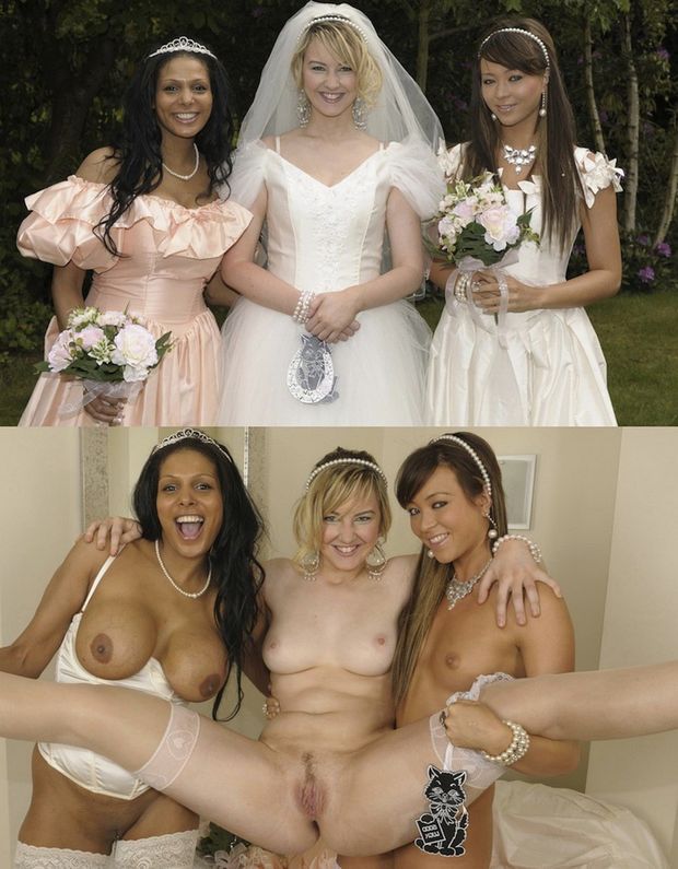 bride and bridesmaids get naked