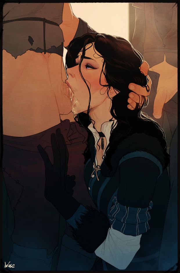 The witcher fucks Yennefer in the mouth