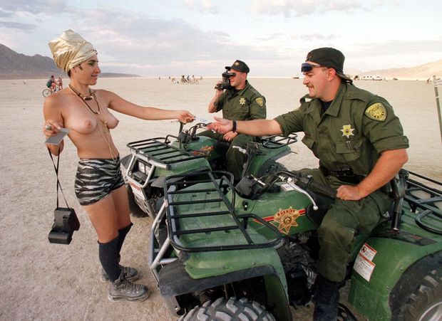 Meeting the security guys at Burning Man 2017.