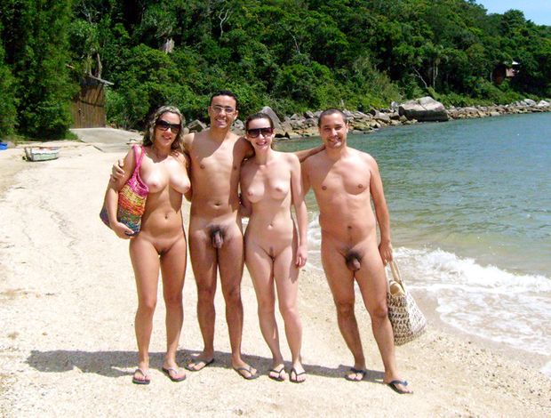 Two nude couples on vacation.