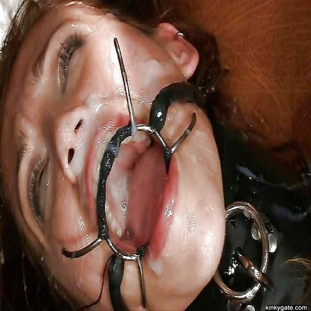 slave Emma with brace to receive huge cum portions