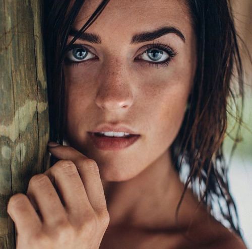 Brunette with Blue-Gray Eyes