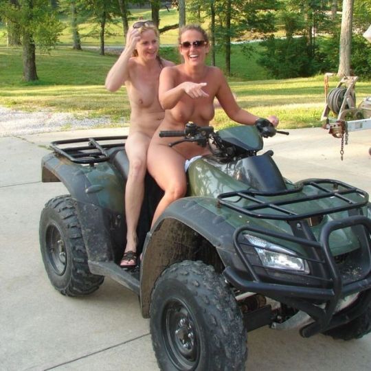 Nude quad riding.