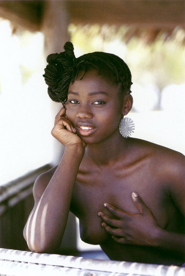 sexy dark skinned black woman topless