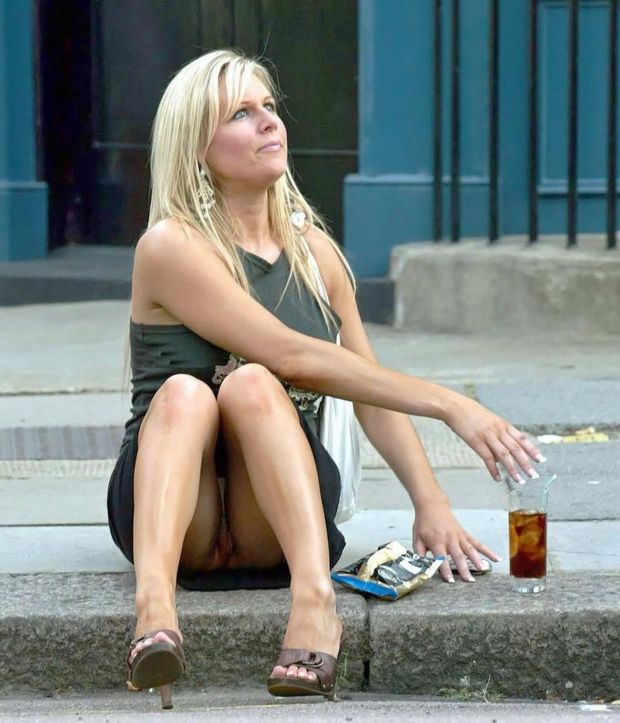 Blonde Upskirt outside