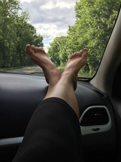 Feet up on the dashboard