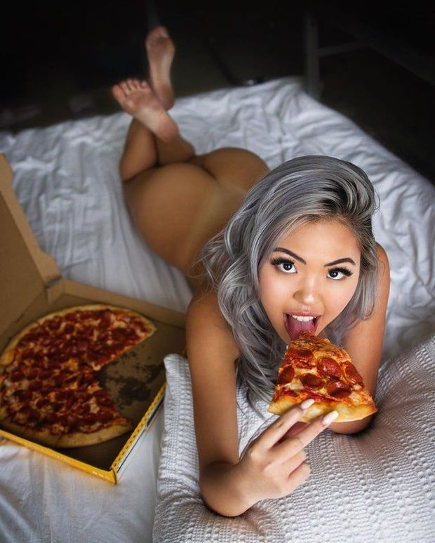 eating pizza