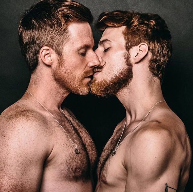 ginger bearded guys kissing