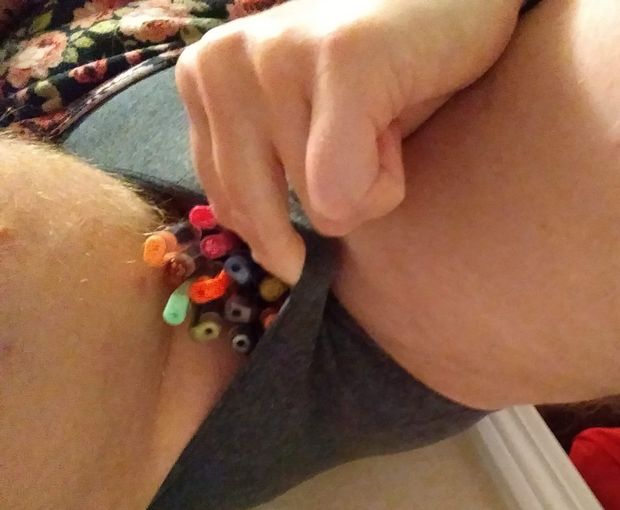 Put some tight panties on with pens in my cunt to push them in deeper