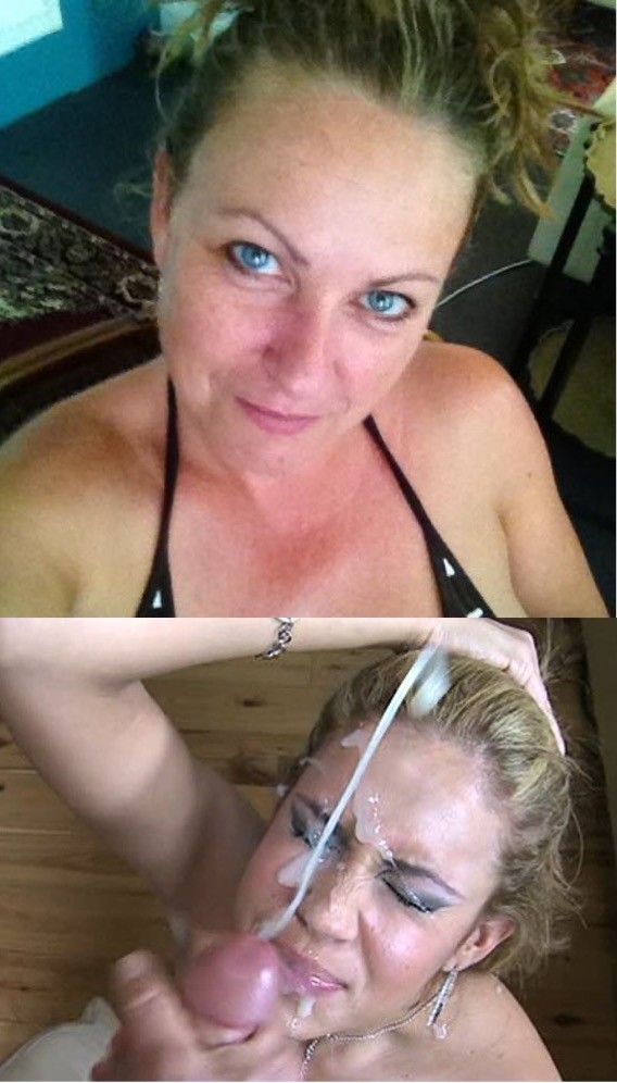 Before / After: with such an inviting smile and intense blue eyes you get the cum load you're asking for. 57f