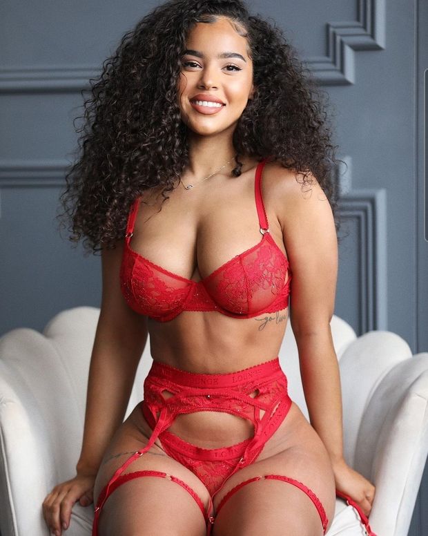 Malaika Terry in red lingerie