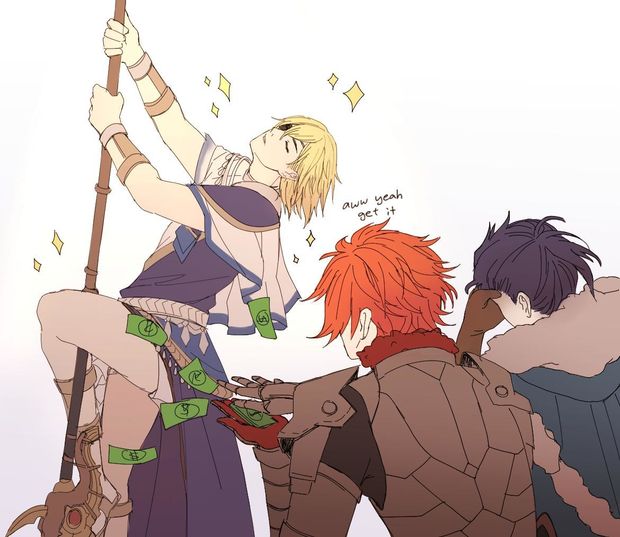 fire emblem dimitri poledancing for sylvain and felix