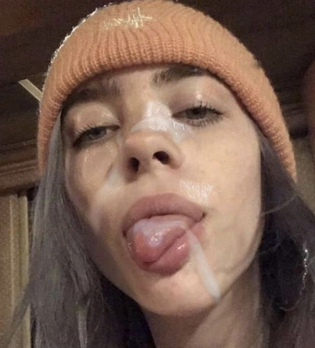 cum on BILLIE EILISH face