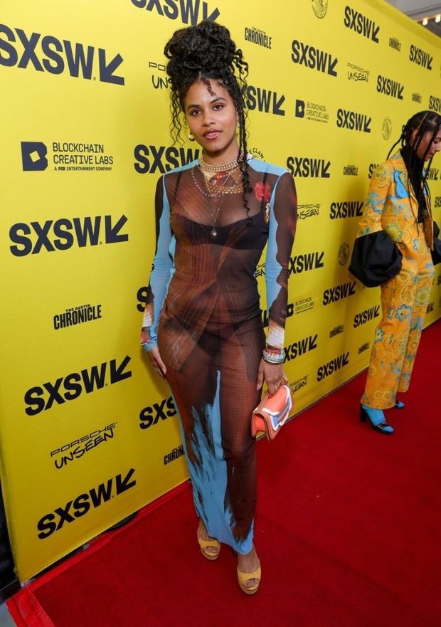 Zazie Beetz in a see-through dress