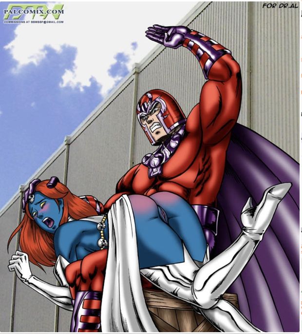 Mystique over Magneto’s knees