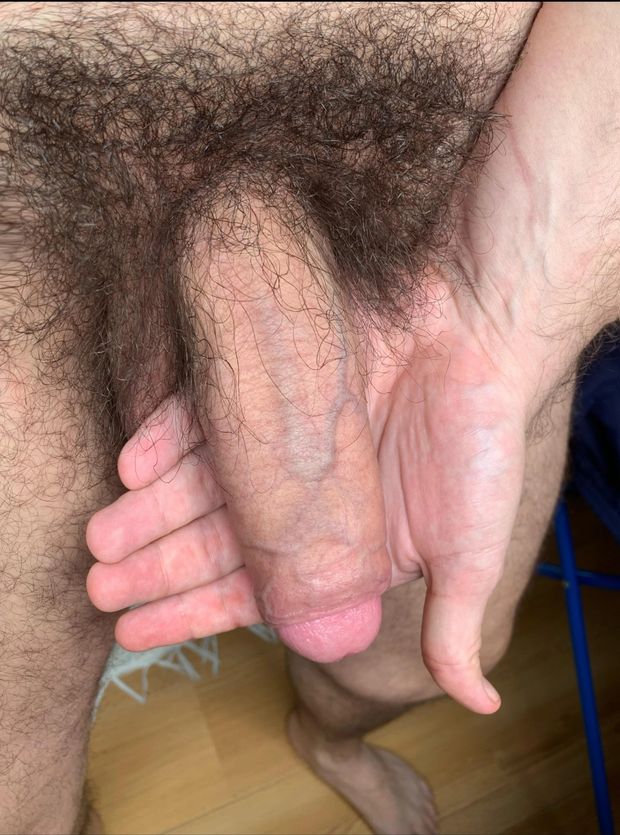 Hand full of soft hairy cock