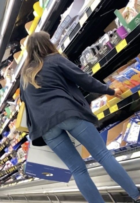 Grocery store clerk tight jeans