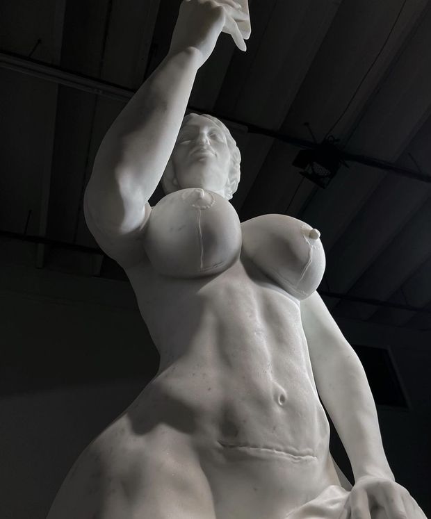 Busty art statue