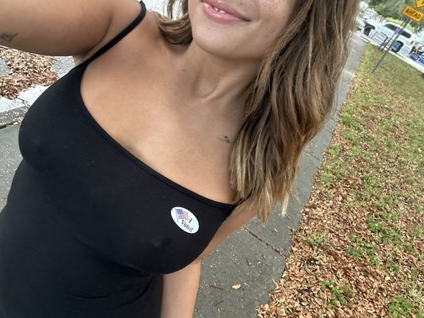 Kayla Braxton (WWE) & her erect nipples coming back from voting