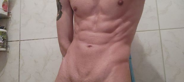 Selfie semi nude showing abs (asian guy)