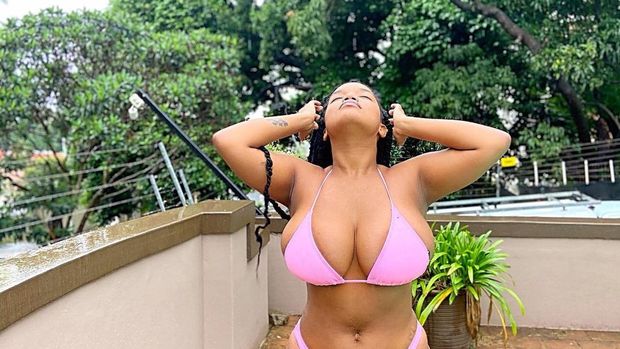 Jessica Mkhize in a Pink bikini