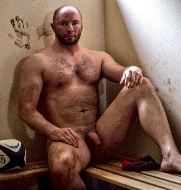 Hairy nude male rugby