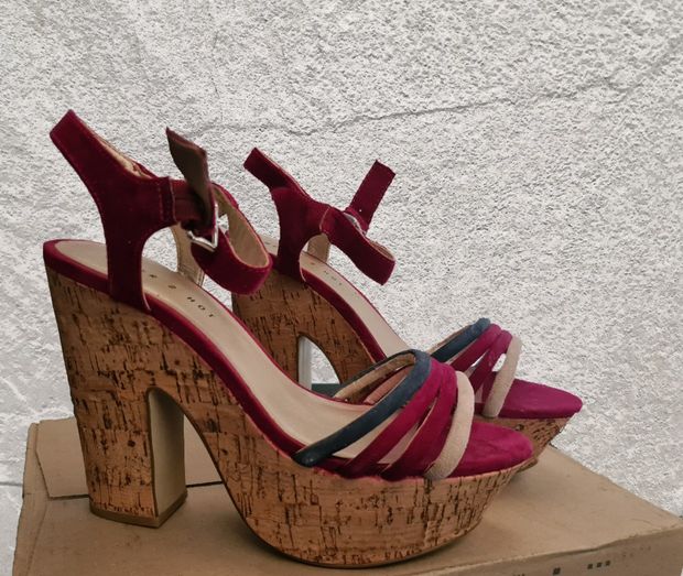 Hot cork high heels sandals