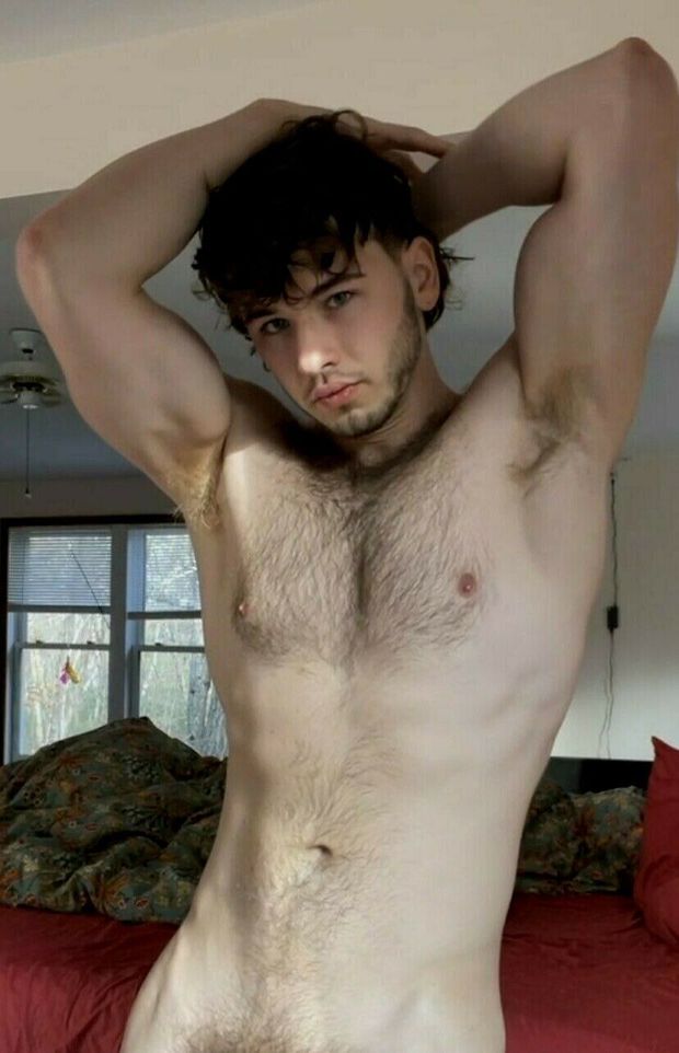 Shirtless Male Muscular Fit Hunk Jock Hairy Nude