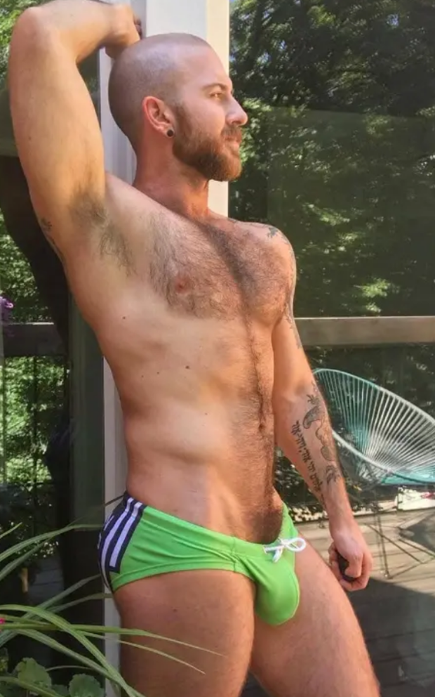 Bulging green speedo