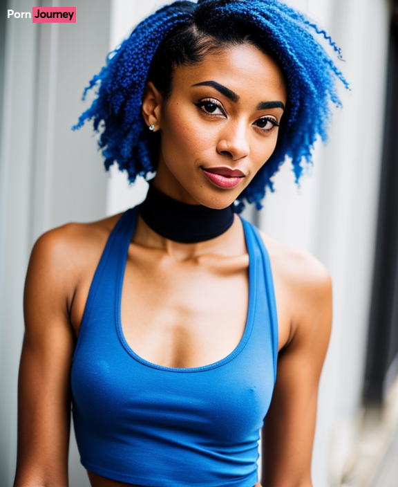 AI Black babe with blue hair