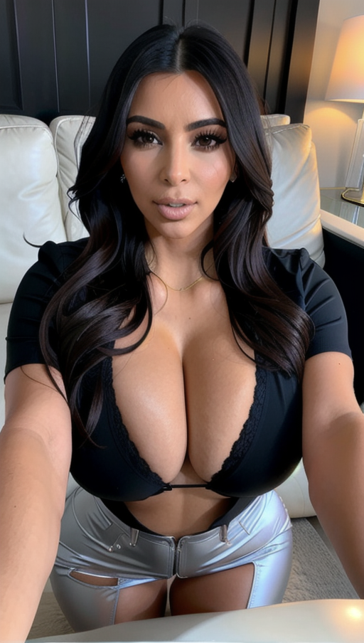 Kim kardashians with massive cleavage