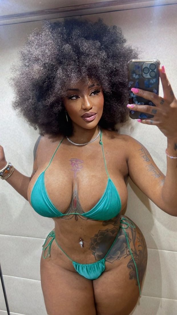 Sophia Ifeoma in a Green bikini