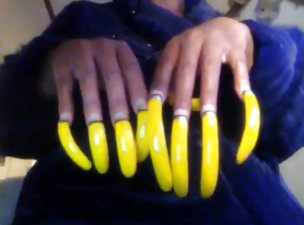 Yellow reverse French manicure. Post your true rate.