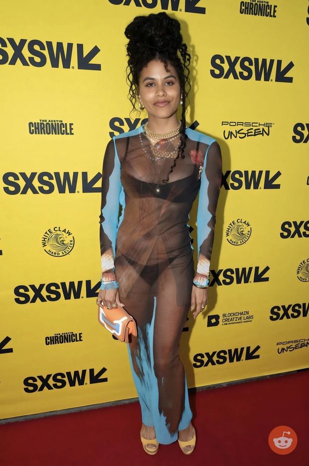 Zazie Beetz in a see-through dress