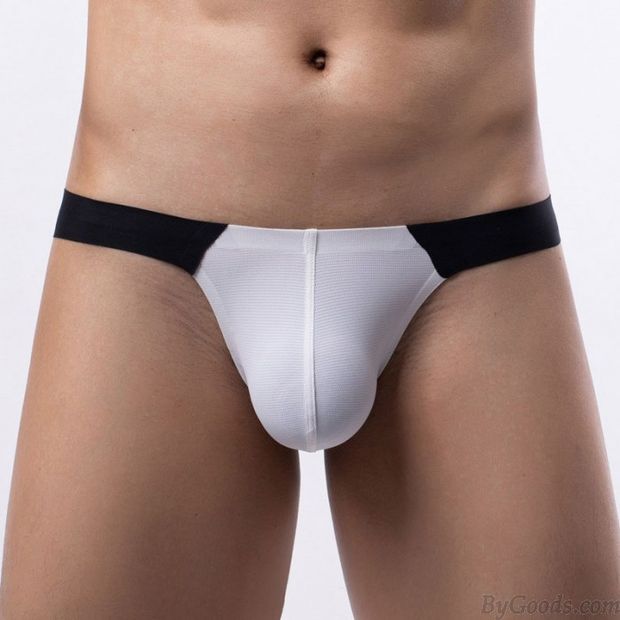 Sexy Contraste de color Empalme Tanga T-back Tanga Bragas Tanga Calzoncillos elásticos Bulge Bolsa Sissy Ropa interior Lencería para hombres Calzoncillos