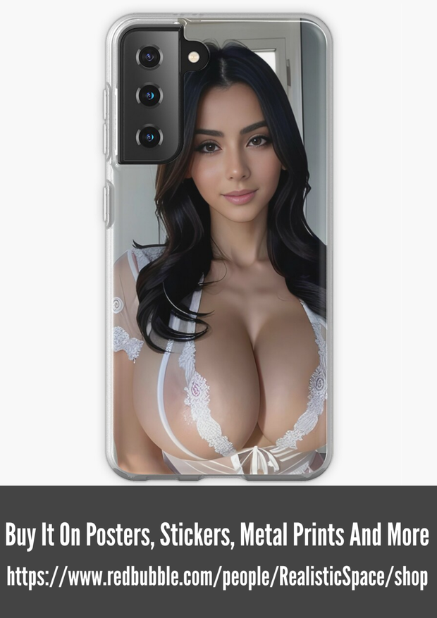 Sexy brunette woman with big boobs Samsung Galaxy Phone Case