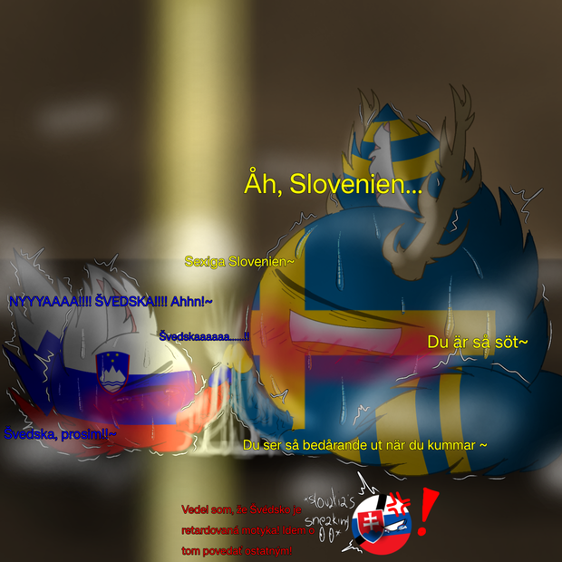 Sweden and Slovenia (Slovakia's sneaking) [Swee. hypnotized Slov.]