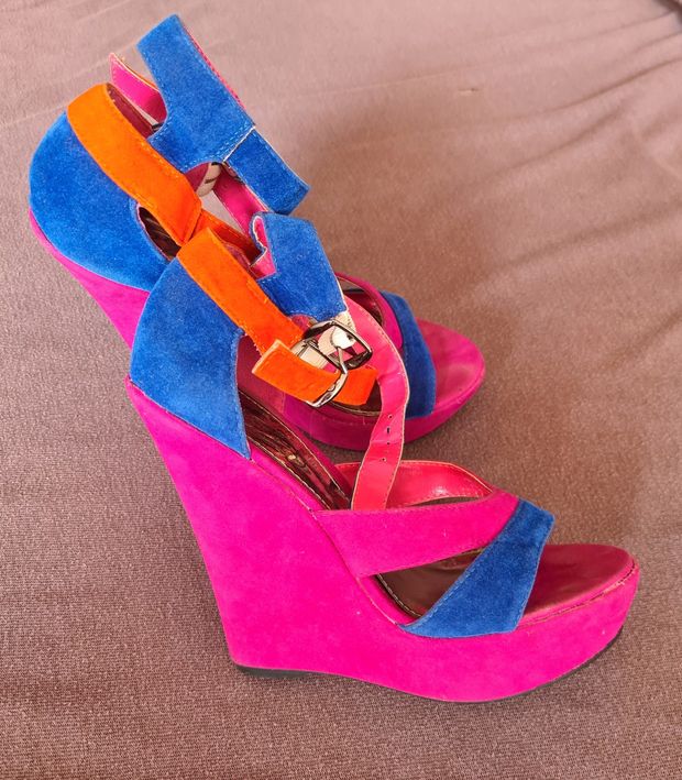 Sexy Pink high wedge heels platforms