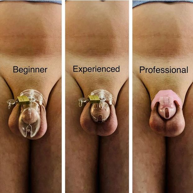 evolution over time of the chastity cage depending on the size of your little cock