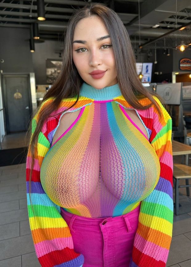 Louisa see-through rainbow knitted top