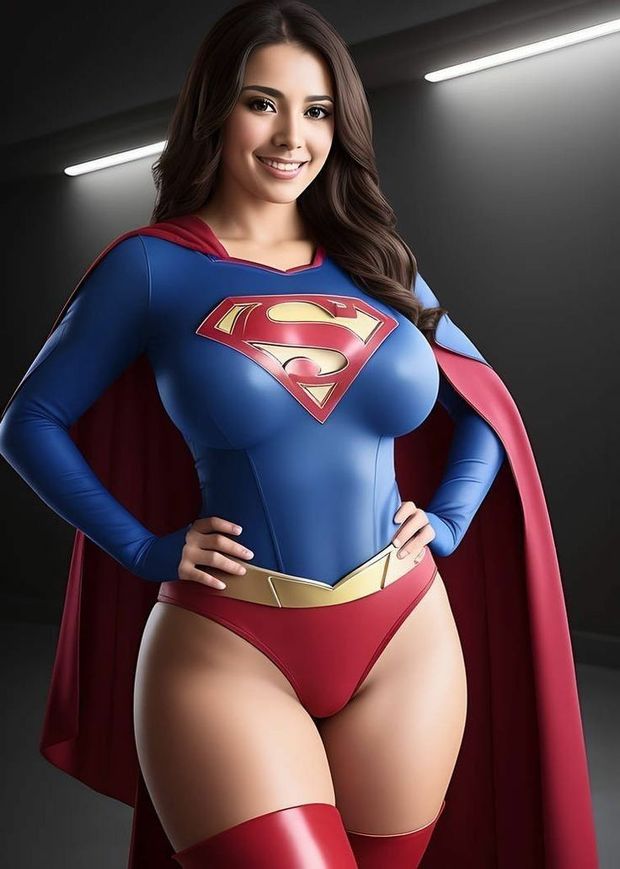 Pretty brunette Supergirl/Superwoman cosplay...